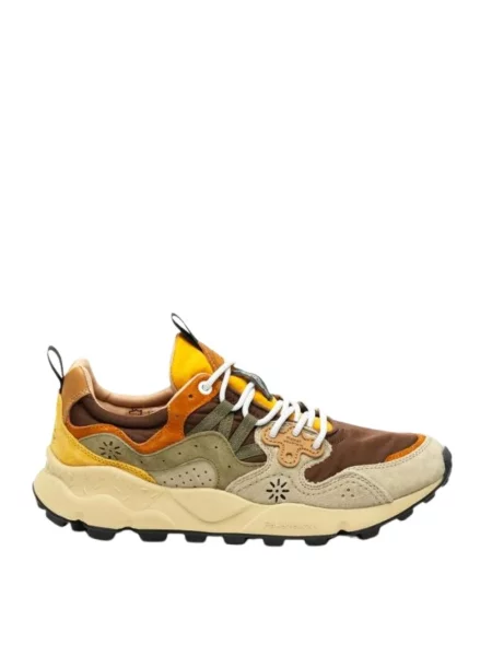 Sneakersy Flower Mountain w kwiatki skórzane brązowe