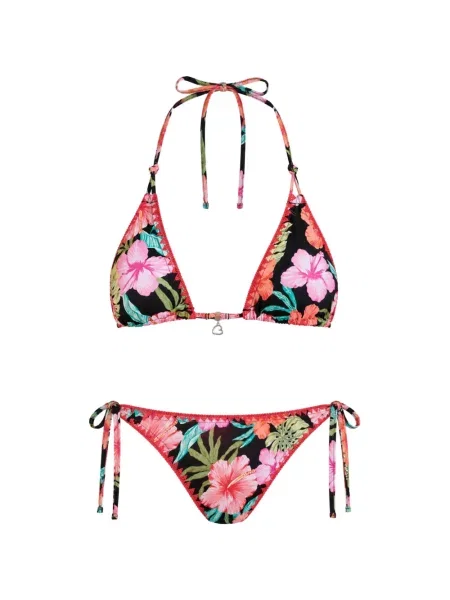 Bikini Banana Moon cu model floral cu imagine negru