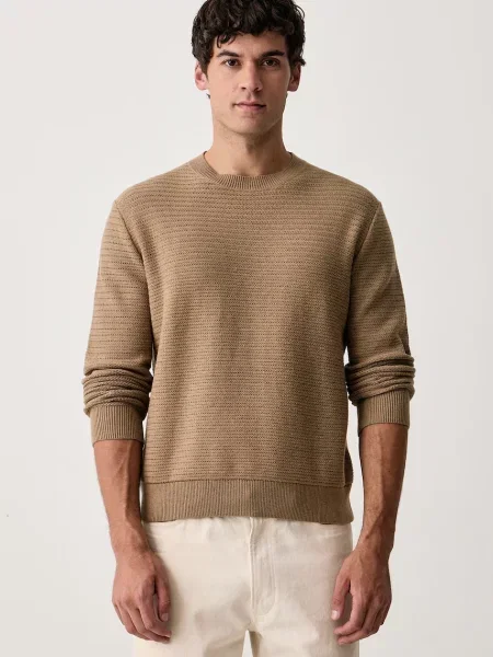 Sisley sweter z wełną beżowy