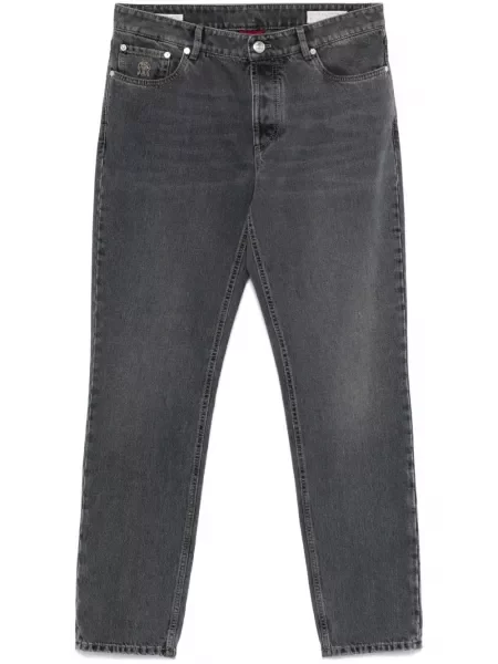 Džíny Brunello Cucinelli s výšivkou šedé