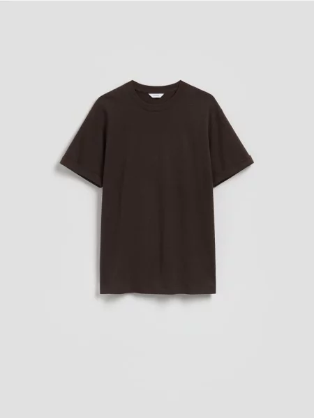 Reserved Tricou comfort fit din structurat maro-închis maro