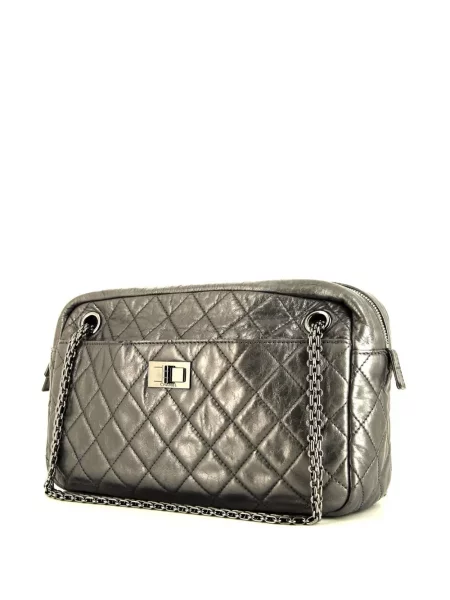 Kožená kožená taška Chanel Pre-owned šedá