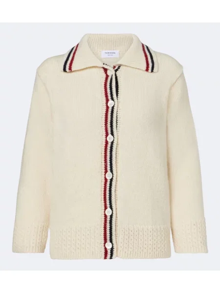 Cardigan Thom Browne de lână alb