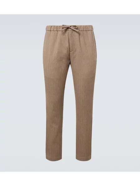 Kalhoty Frescobol Carioca se vzorem rybí kosti hnědé