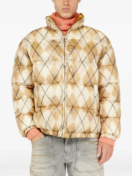 Reversibil geacă cu puf Diesel cu imagine cu model argyle
