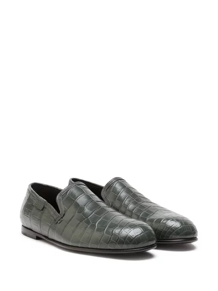 Kožené slip on bačkory Dolce & Gabbana zelené