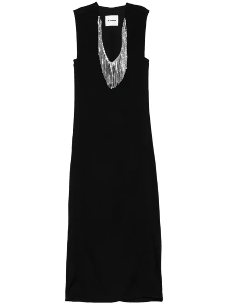 Rochie maxi Jil Sander plasă de costum negru