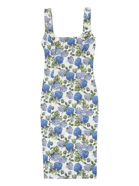 Rochie florală Callipygian cu model floral cu imagine de costum albastru