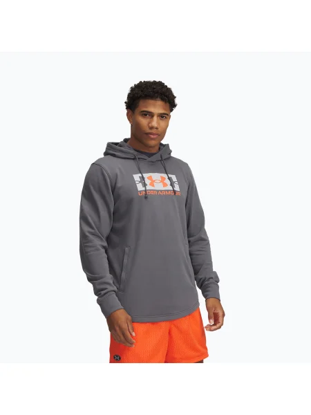 Férfi Under Armour Rival Terry Logo castlerock/mod szürke/tűz melegítőfelső. Méret: S szürke