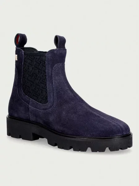 Tommy Hilfiger semišasti gležnjarji TH MONOGRAM SUEDE CHELSEA BOOT modra