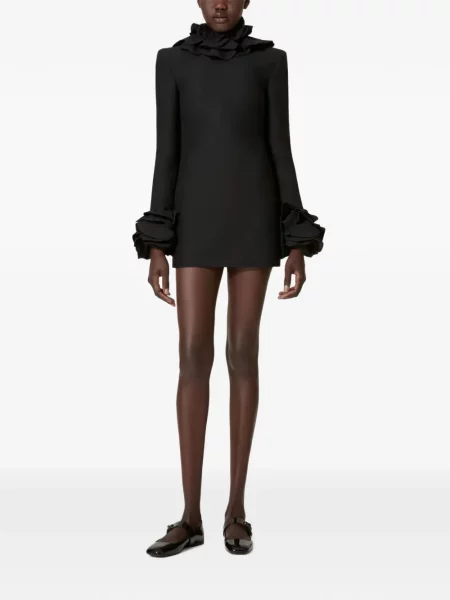 Lung rochie mini Valentino Garavani cu volane negru