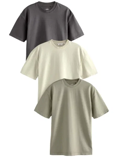 Next Tricou ecru / închis / verde pastel gri