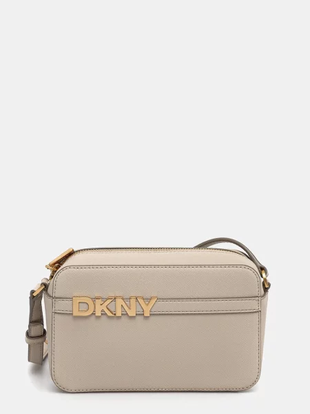 Кожена чанта Dkny бежово
