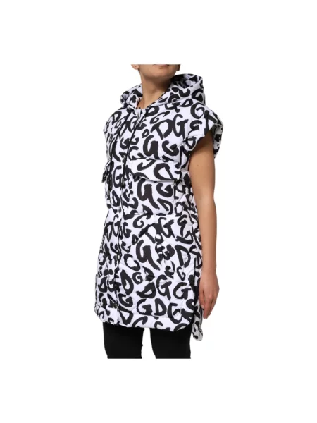 Kamizelka puchowa Dolce And Gabbana z kapturem biała