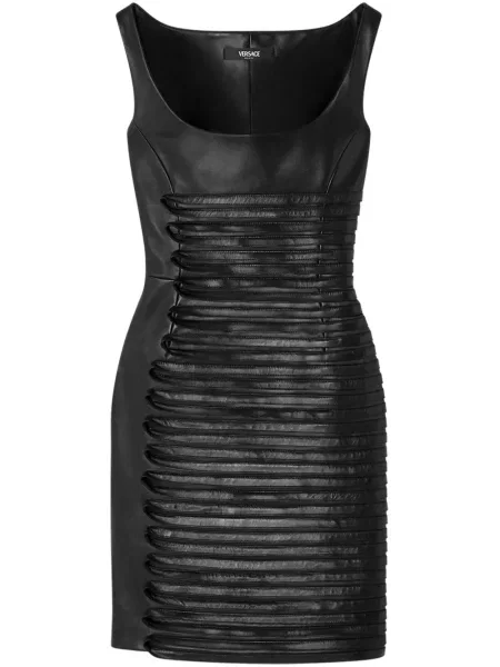 Rochie mini Versace din piele de costum negru