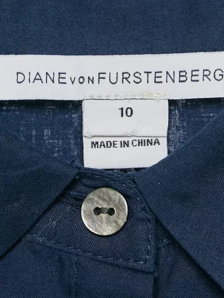 Рокля тип риза Dvf Diane Von Furstenberg бродирана синьо