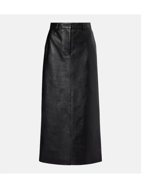 Spódnica skórzana Toteme do kolan czarna