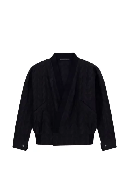 Geacă bomber Giorgio Armani cu imprimeu geometric din jacard negru
