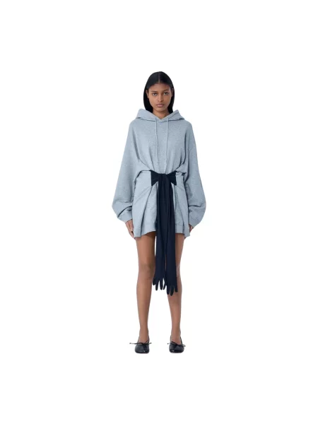 Bluza z kapturem Mm6 Maison Margiela z kapturem szara
