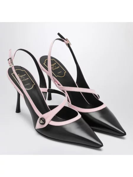 Czółenka Roger Vivier skórzana z otwartą piętą na ramiączkach czarna