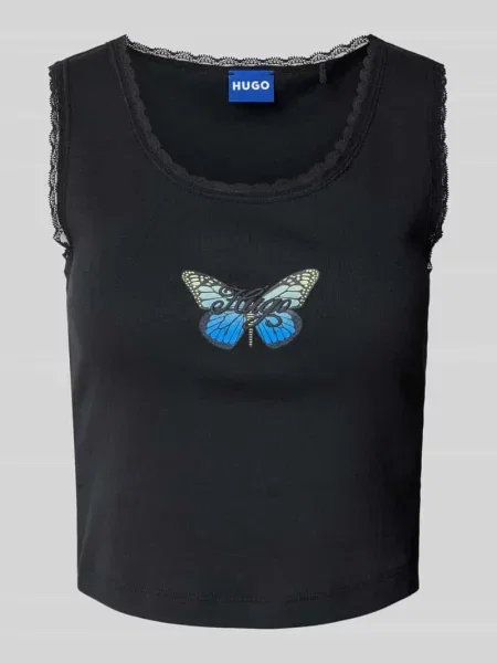 Top Hugo Blue koronkowy czarny