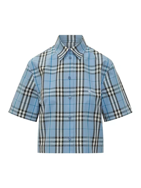 Koszula z krótkim rękawem Burberry z krótkim rękawem niebieska