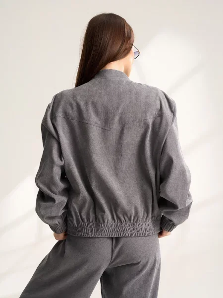 Бомбер ISSA Plus вельвет сірий