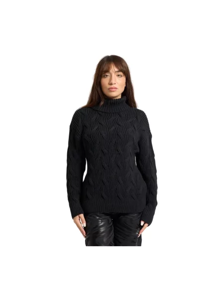 Sweter z golfem Armani Exchange chunky czarny