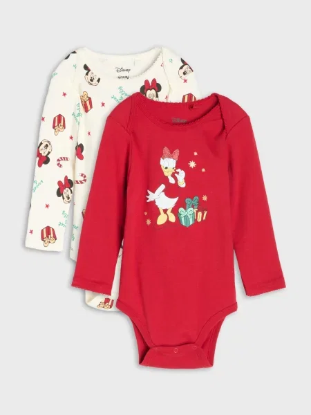 Sinsay body s vánočním motivem 2 pack Minnie and Daisy červená