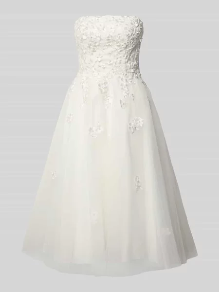 Sukienka mini o kroju regular fit z ozdobnym obszyciem Luxuar biała