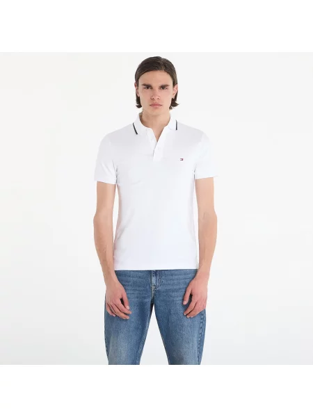 T-shirt Tommy Hilfiger Liquid Cotton Tipped Slim Polo White L λευκό