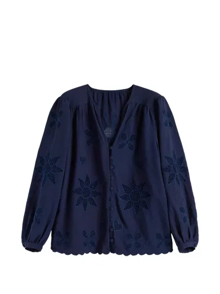 Cămașă Chinti & Parker cu broderie cu decolteu în V albastru