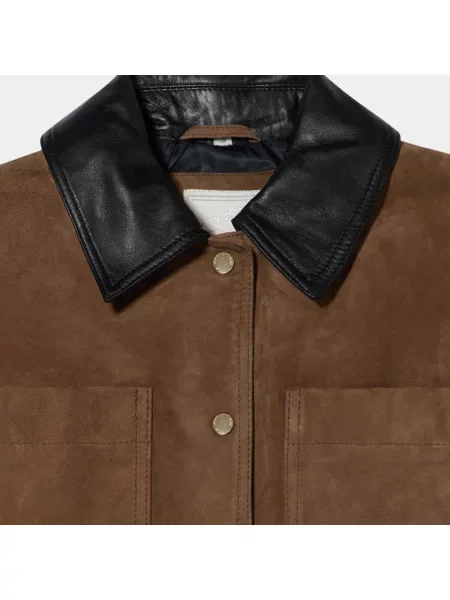 Kurtka skórzana Brooks Brothers brązowa