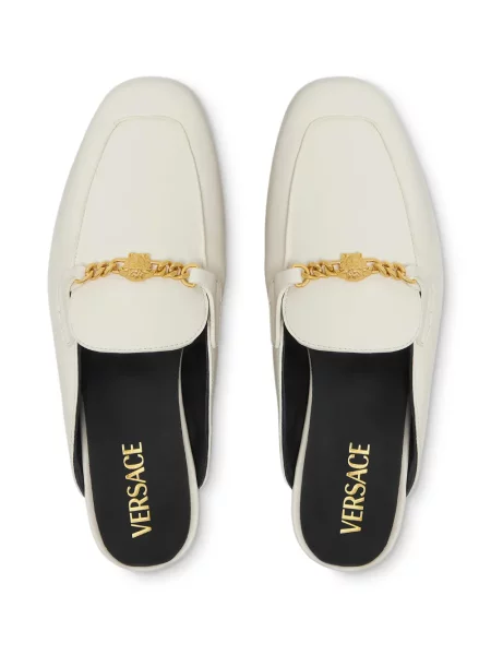Papuci tip mules Versace din piele alb