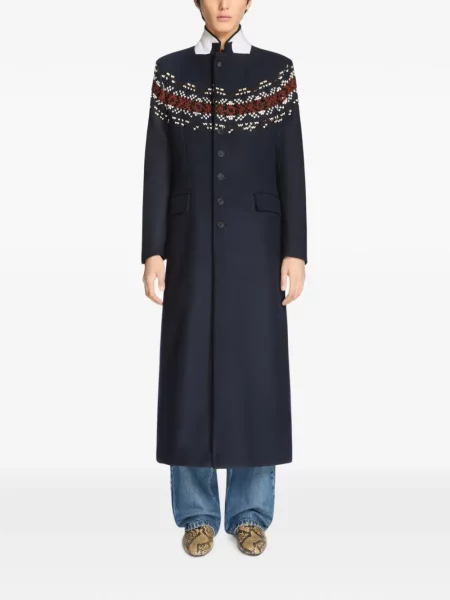 Palton Dries Van Noten de lână albastru