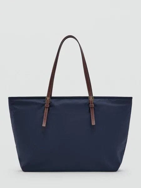 Torba shopper z klamrami Kobieta uniwersalny MANGO granatowy