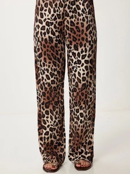 Happiness İstanbul Pantaloni bej / maro negru