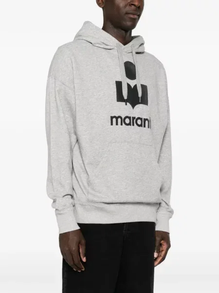 Hanorac cu glugă Marant cu imagine cu cordon gri