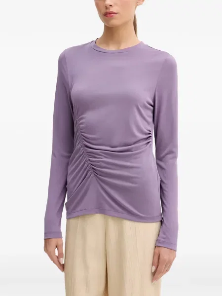 Lung tricou Sisley cu volane violet
