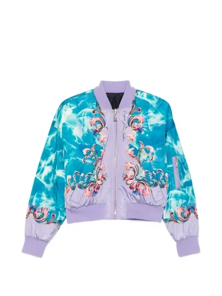 Reversibil geacă de blugi Versace Jeans Couture cu model floral cu imagine albastru