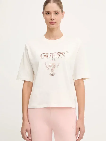 Guess t-shirt AURLIE beżowy