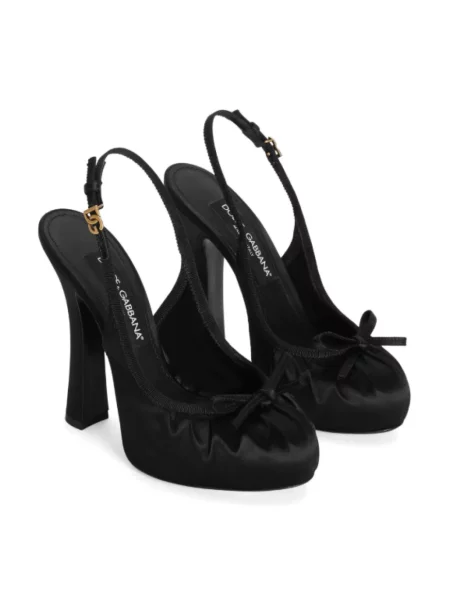 Satynowa czółenka Dolce And Gabbana czarna