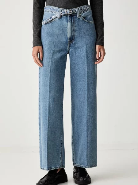 Levi's blugi wide leg pentru femei RIBCAGE WL BELTED albastru