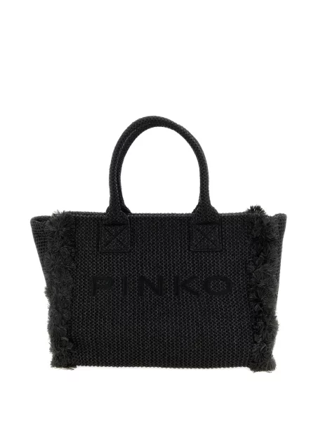 Geantă shopper Pinko cu franjuri negru