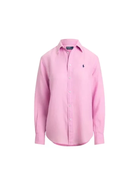 Lniana koszula Polo Ralph Lauren różowa