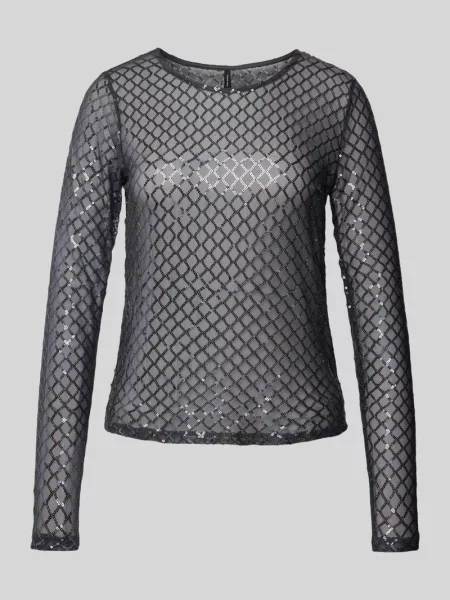 Bluzka o kroju regular fit z długim rękawem i cekinowym obszyciem model ‘SAFINA’ Vero Moda