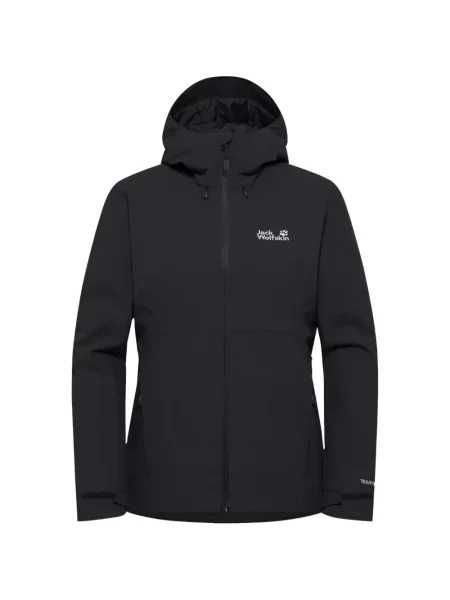 Jakna Jack Wolfskin s kapuljačom s printom crna