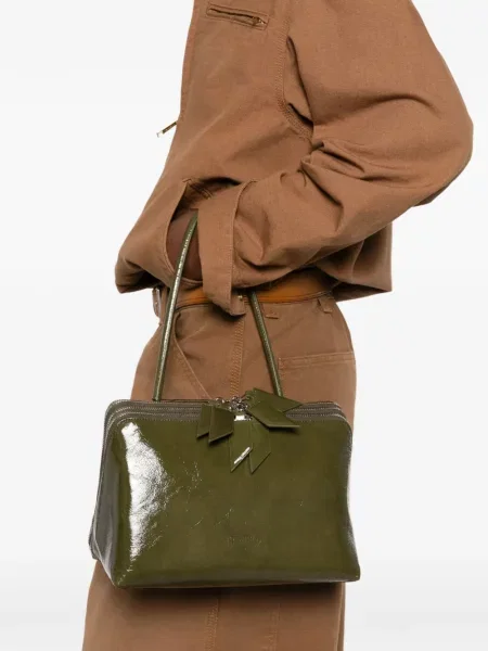 Geantă shopper The Attico din piele verde