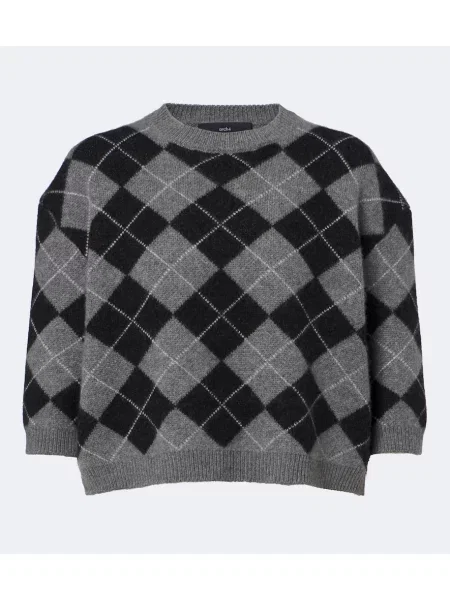 Pulover Arch4 din cașmir cu model argyle gri