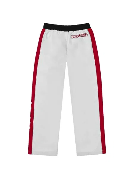 Pantaloni Godspeed cu dungi alergare alb